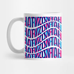 Horizontal Waves Typography (Cyan Magenta Blue) Mug